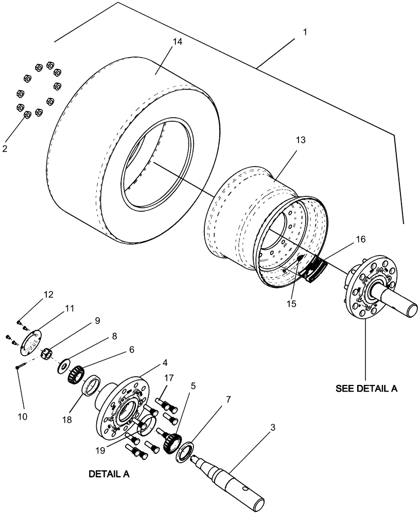 Схема запчастей Case IH 1260 - (44.100.04) - WHEEL ASSEMBLY - HIGH FLOAT TIRE AND HUB (44) - WHEELS