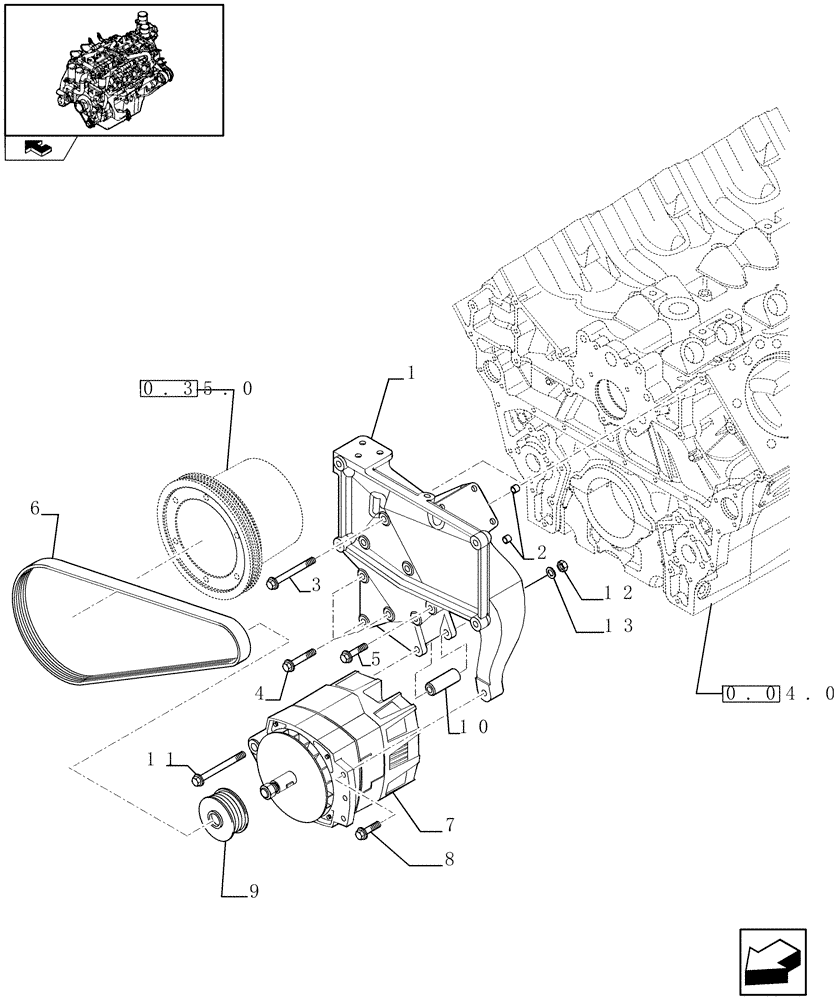 Схема запчастей Case IH FVAE2884X B200 - (0.40.0) - ALTERNATOR (504115134) 