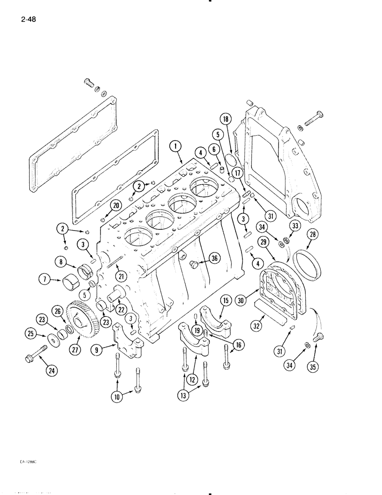 Схема запчастей Case IH 695 - (2-48) - CYLINDER BLOCK (02) - ENGINE