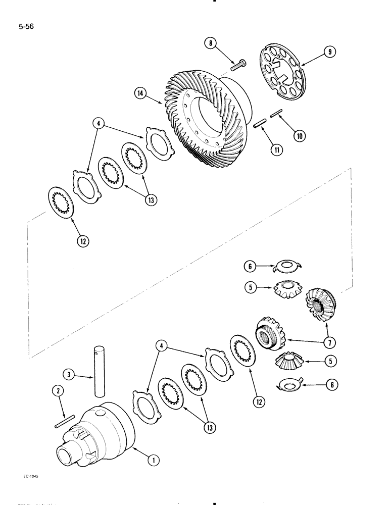 Схема запчастей Case IH 695 - (5-56) - MECHANICAL FRONT DRIVE ZF, DIFFERENTIAL (05) - STEERING