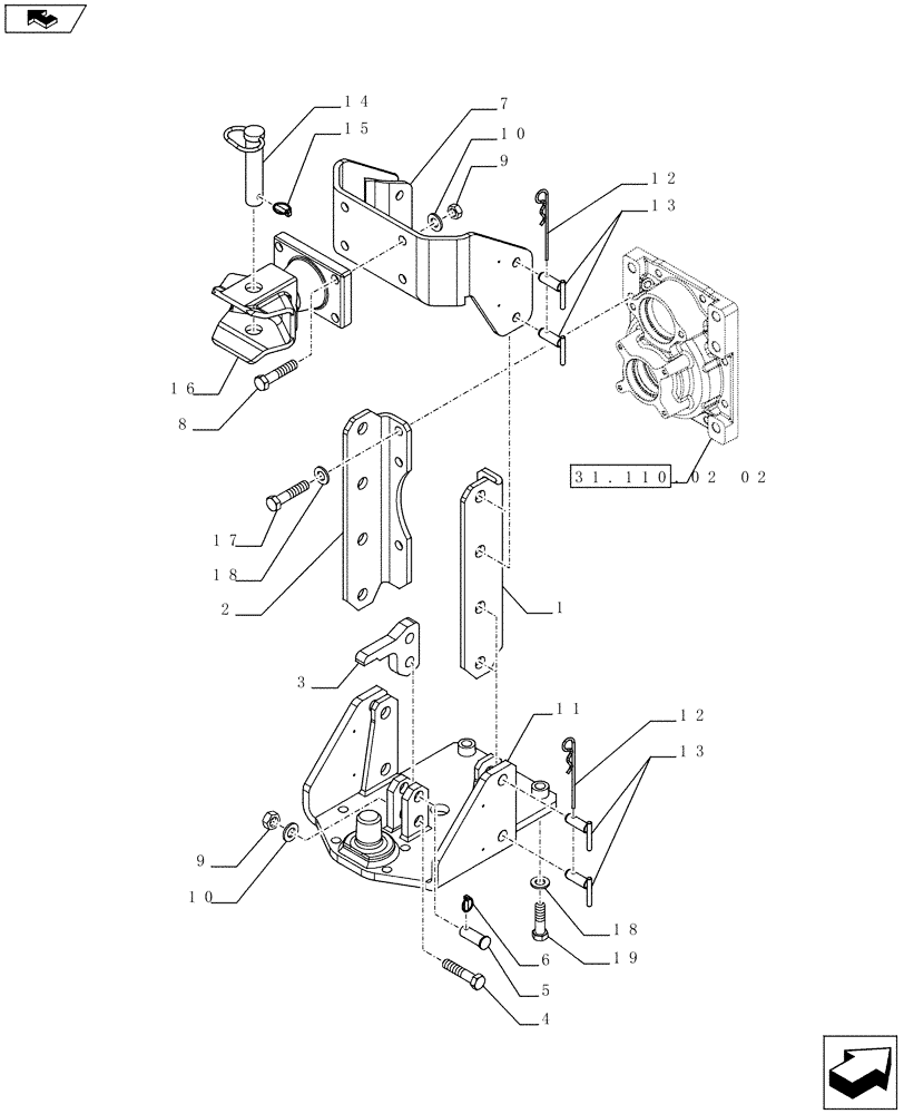 Схема запчастей Case IH FARMALL 65C - (37.100.0105) - SWIVEL TRAILER HITCH, FRANCE - PIN SUPPORT - ISO (VAR.330893) (37) - HITCHES, DRAWBARS & IMPLEMENT COUPLINGS