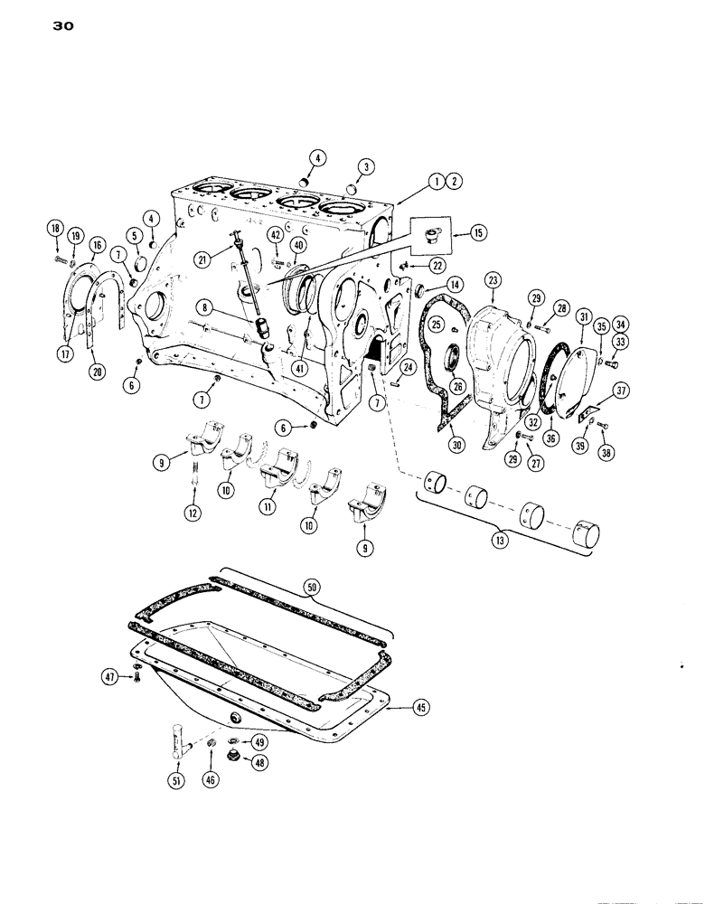 Схема запчастей Case IH A284 - (30) - CYLINDER BLOCK ASSEMBLY / OIL PAN, SPARK IGNITION ENGINE 