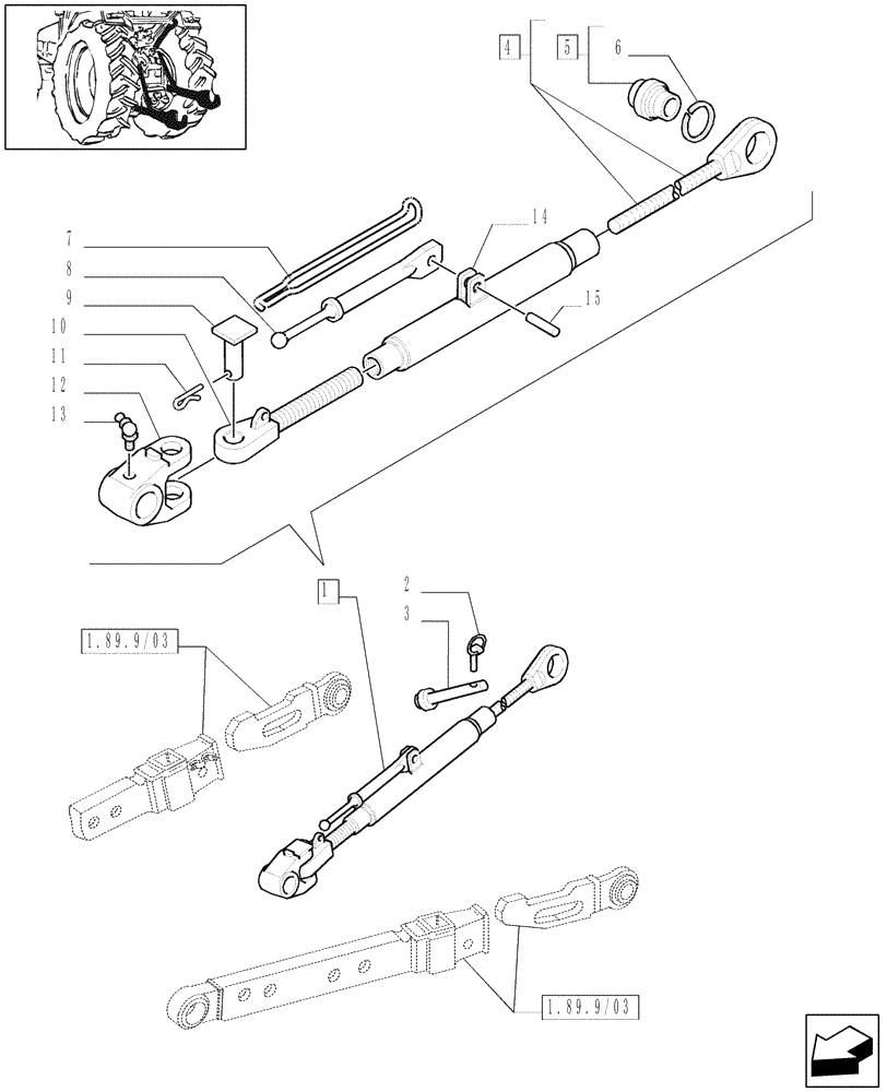 Схема запчастей Case IH MXM120 - (1.89.6/05[02]) - (VAR.911) IMPLEMENT CARRIER (TELESCOPIC ARMS), ANTI-SCHAKE PLATES - D5155 (09) - IMPLEMENT LIFT