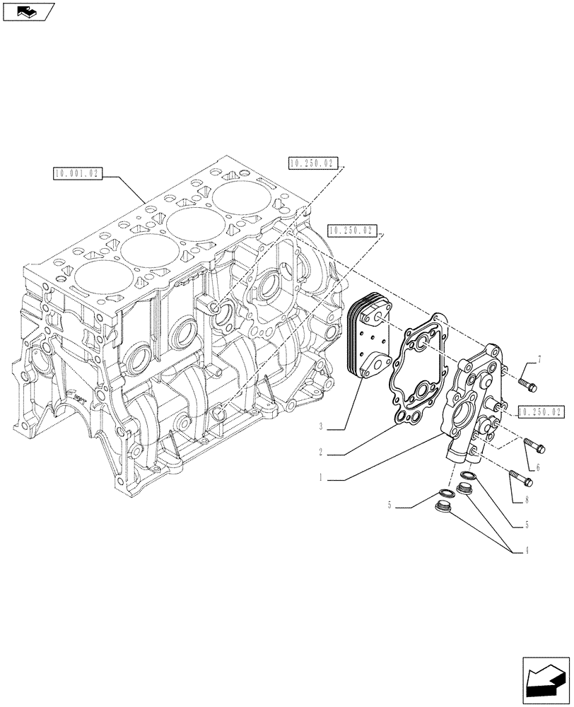 Схема запчастей Case IH FARMALL 75C - (10.408.01) - OIL COOLER (10) - ENGINE