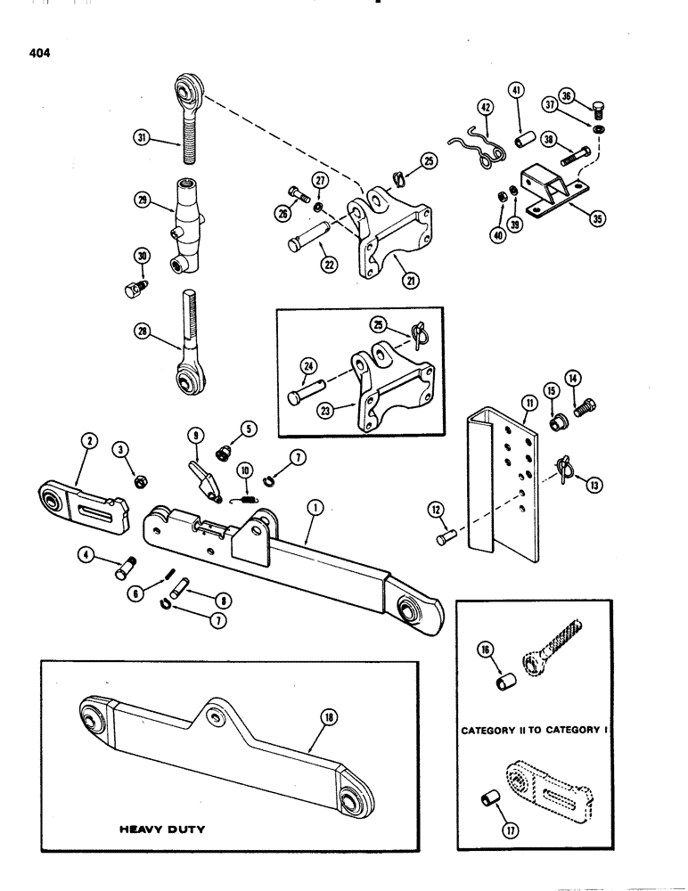 Схема запчастей Case IH 1070 - (0404) - THREE POINT HITCH, DRAFT ARMS (09) - CHASSIS/ATTACHMENTS