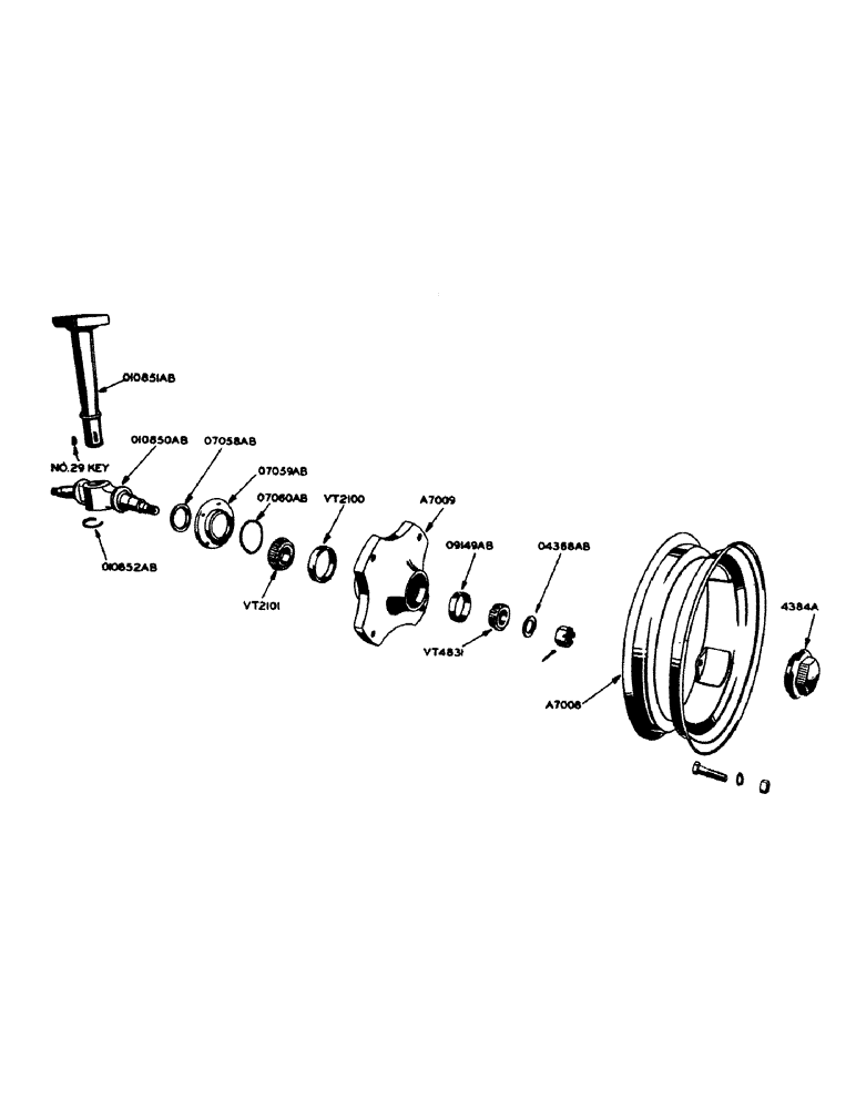 Схема запчастей Case IH 800 - (158) - DUAL FRONT WHEEL AND SPINDLE, FOR GENERAL PURPOSE TRACTORS (06) - POWER TRAIN