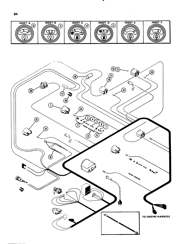 Схема запчастей Case IH 1070 - (0084) - INSTRUMENTS AND WIRING (04) - ELECTRICAL SYSTEMS