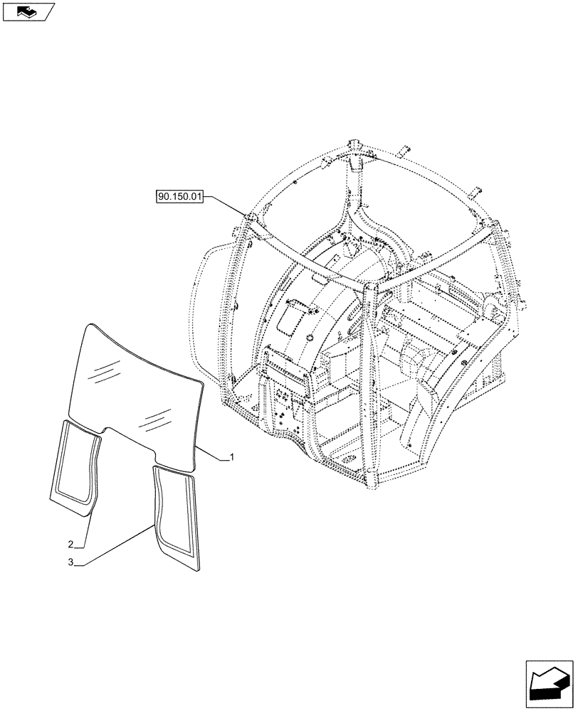Схема запчастей Case IH PUMA 215 - (90.156.02) - CAB WINDSHIELD GLASS (90) - PLATFORM, CAB, BODYWORK AND DECALS