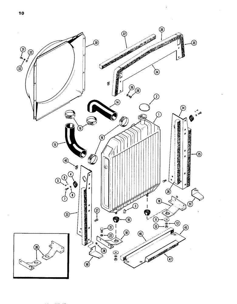 Схема запчастей Case IH 1270 - (010) - RADIATOR AND ATTACHING PARTS, 451BDT, DIESEL ENGINE (02) - ENGINE