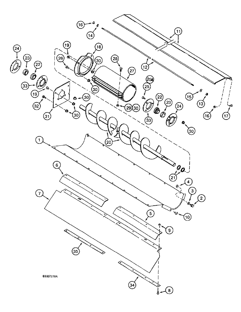 Схема запчастей Case IH 1666 - (9D-24) - TAILINGS AUGER TROUGH (16) - GRAIN ELEVATORS & AUGERS