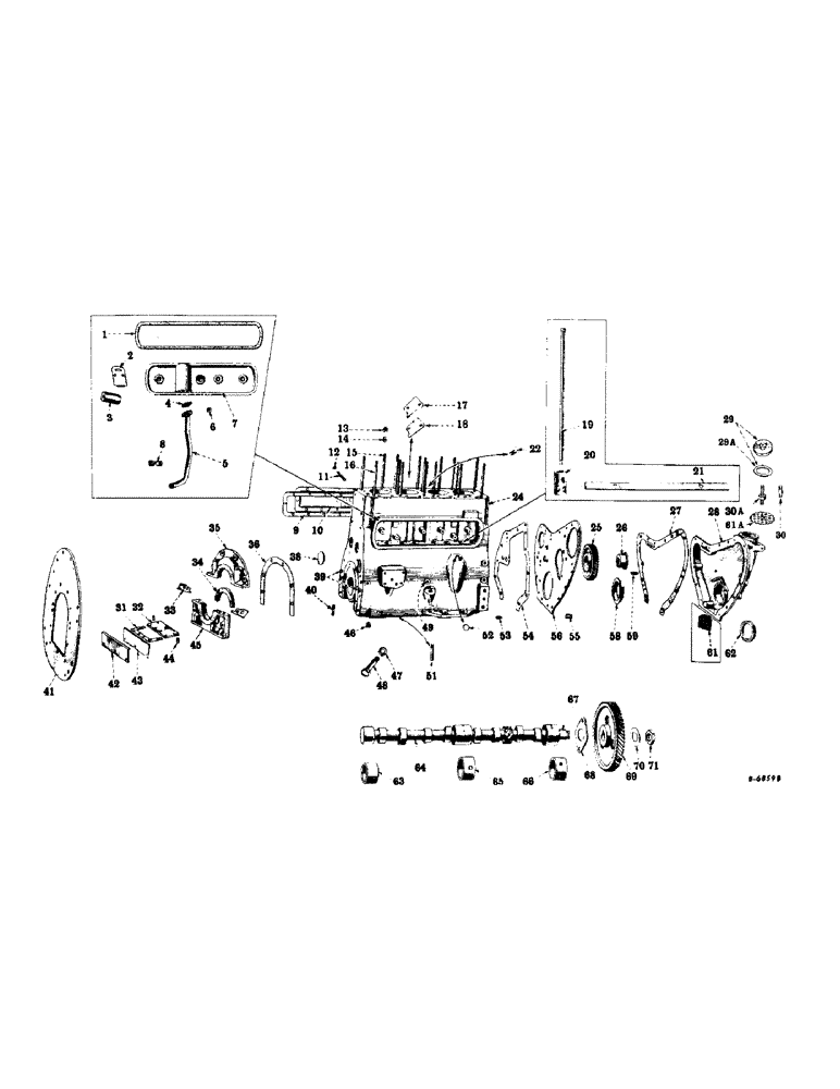 Схема запчастей Case IH SUPER M - (016) - CARBURETED ENGINE, CRANKCASE, FRONT COVER, REAR ENGINE SUPPORT, CAMSHAFT AND RELATED PARTS (01) - ENGINE