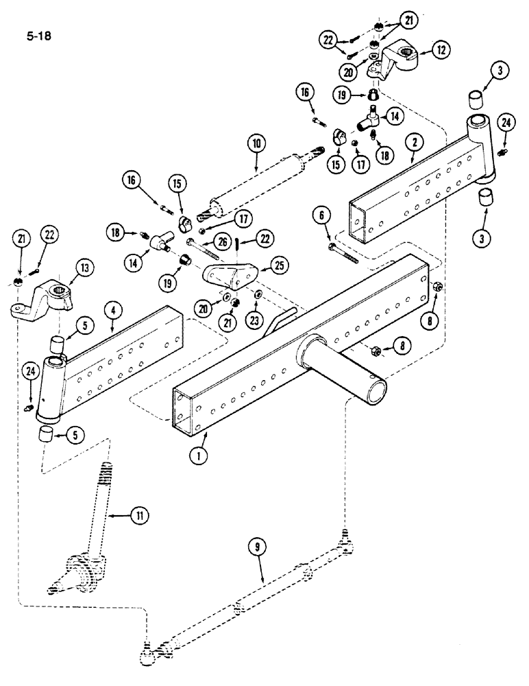 Схема запчастей Case IH 1620 - (5-018) - STEERING AXLE, ADJUSTABLE (04) - STEERING