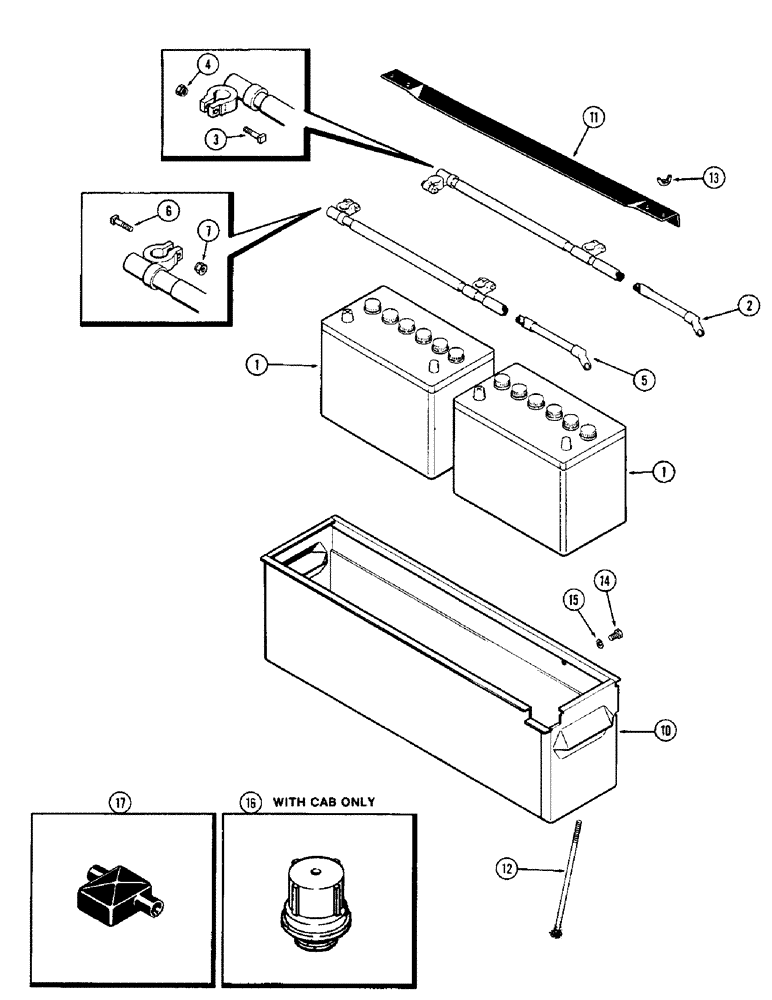 Схема запчастей Case IH 1370 - (092) - BATTERIES, CABLES AND BOX (04) - ELECTRICAL SYSTEMS