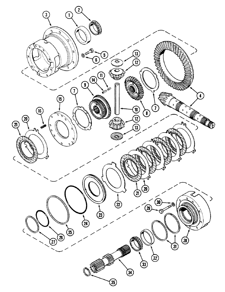 Схема запчастей Case IH 2096 - (6-190) - DIFFERENTIAL ASSEMBLY, PINION GEAR, CLUTCH AND CAGE (06) - POWER TRAIN