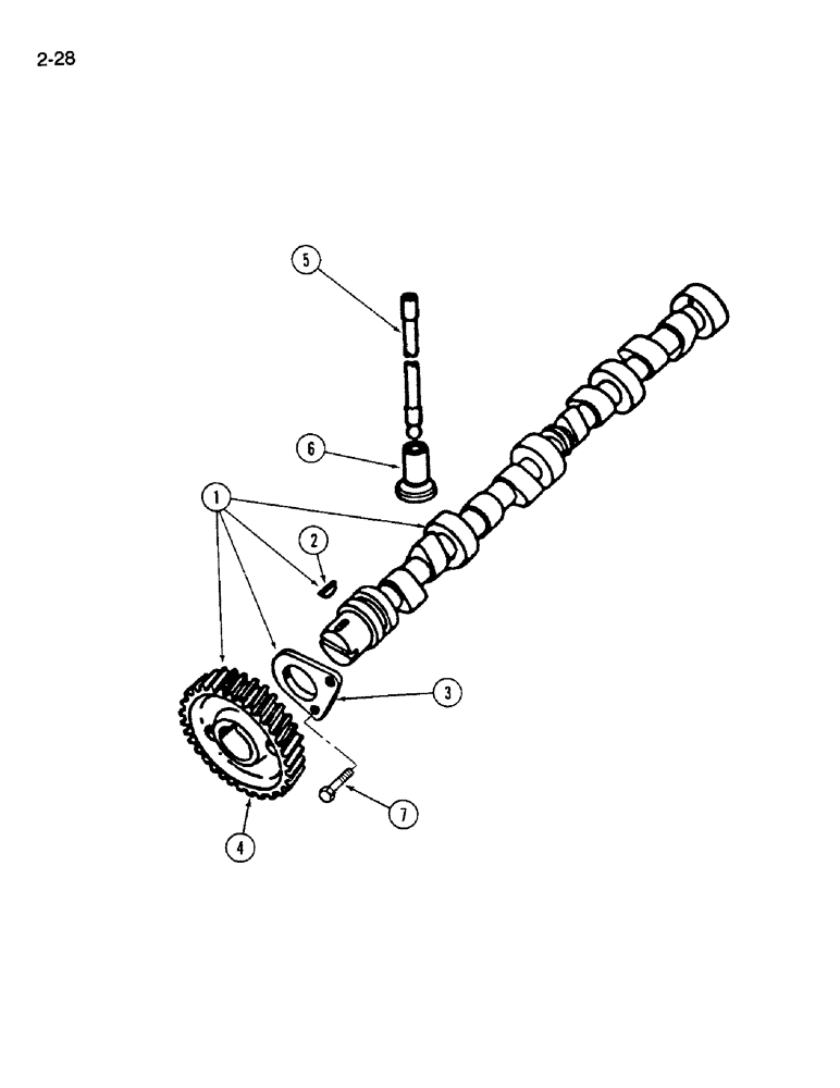 Схема запчастей Case IH 1640 - (2-28) - CAMSHAFT, D466 ENGINE (01) - ENGINE