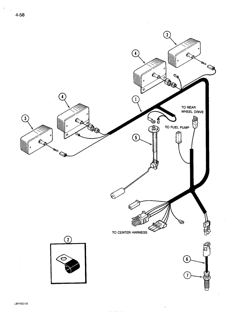 Схема запчастей Case IH 1680 - (4-058) - MAIN REAR HARNESS, PRIOR TO P.I.N. JJC0117060 (06) - ELECTRICAL