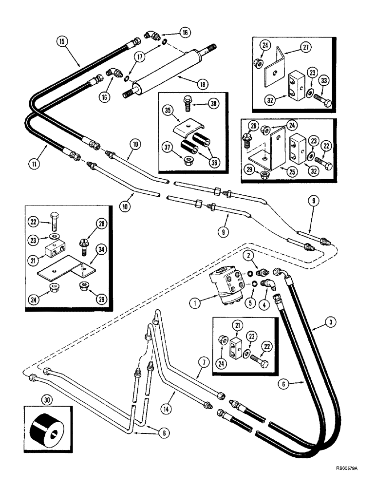 Схема запчастей Case IH 1680 - (5-06) - POWER STEERING SYSTEM, PUMP TO CYLINDER (04) - STEERING