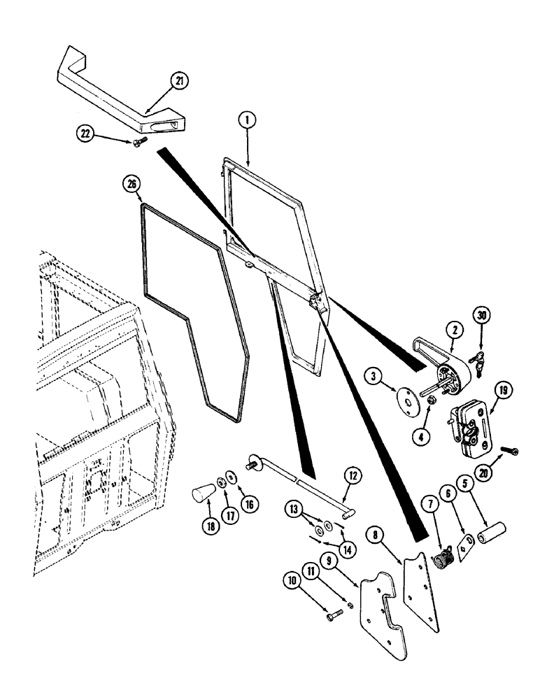 Схема запчастей Case IH 2096 - (9-414) - CAB, DOOR AND LATCH (09) - CHASSIS/ATTACHMENTS