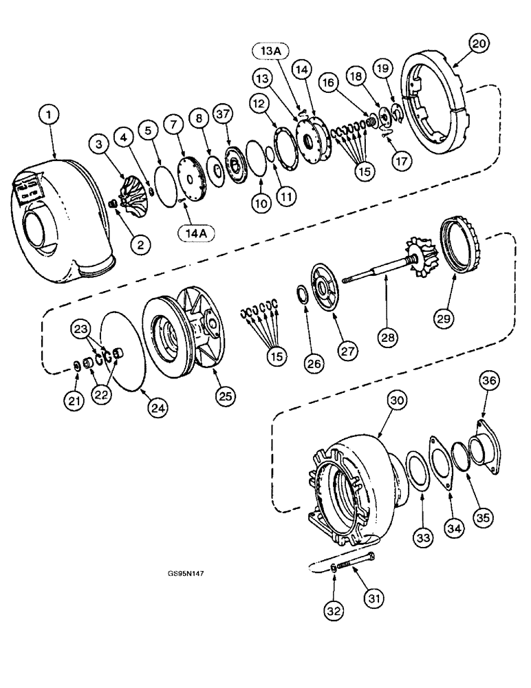 Схема запчастей Case IH DT-429 - (9-60) - TURBOCHARGER, ENGINE SERIAL NUMBERS PRIOR TO 11140 