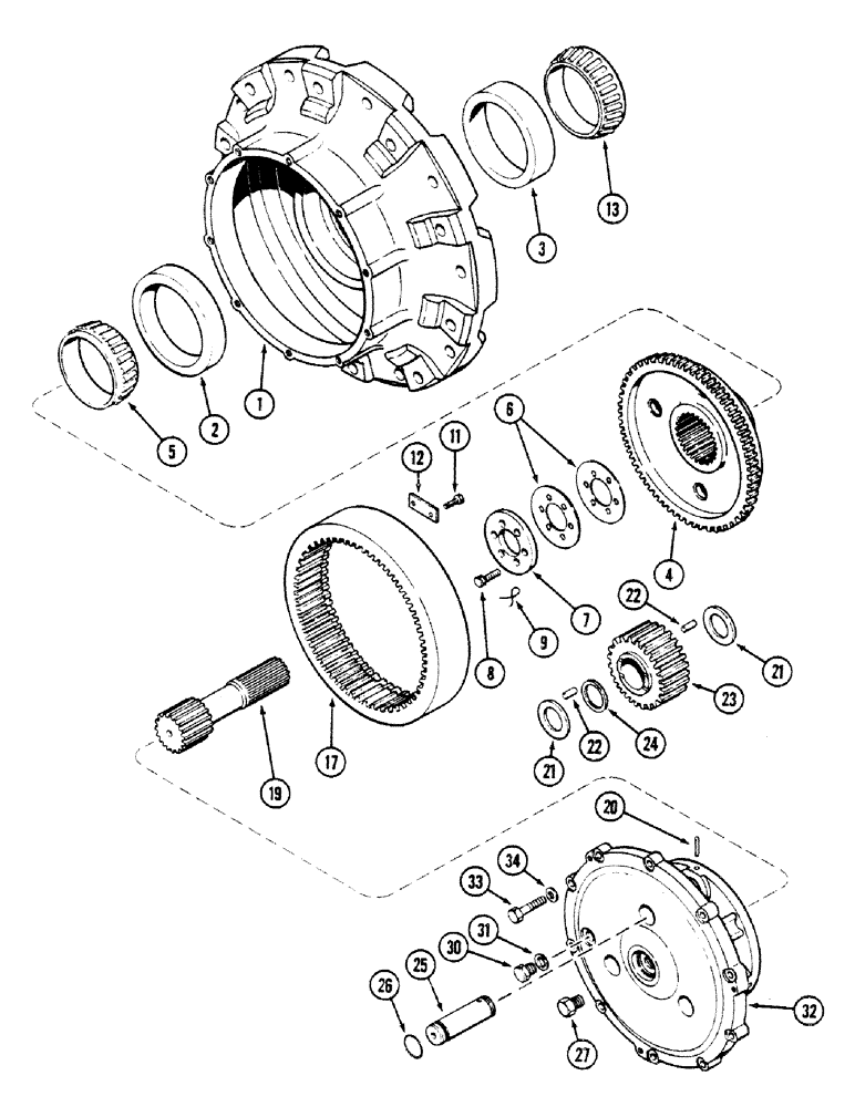 Схема запчастей Case IH 4694 - (6-198) - FRONT AXLE ASSEMBLY, WHEEL HUB AND AXLE PLANETARY, PRIOR TO AXLE SERIAL NO. 13015953 (06) - POWER TRAIN