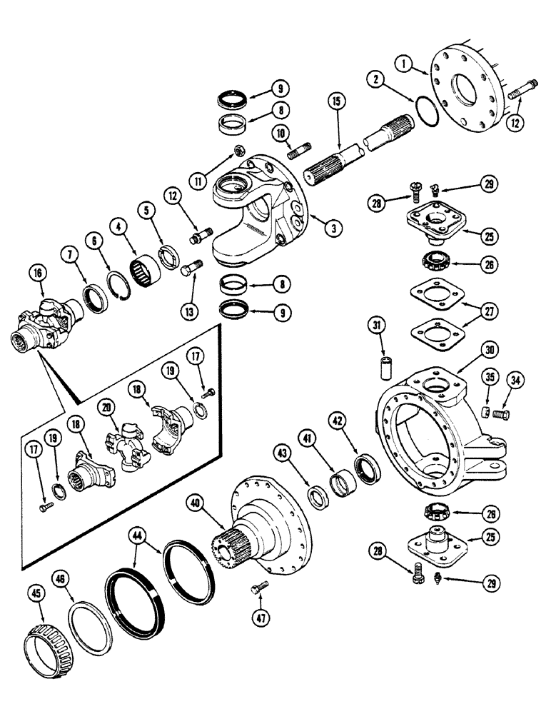 Схема запчастей Case IH 4694 - (6-230) - REAR AXLE ASSEMBLY, RIGHT TRUNNION AND SPINDLE, TRUNNION WITH BEARING, PRIOR TO AXLE S/N 13015953 (06) - POWER TRAIN