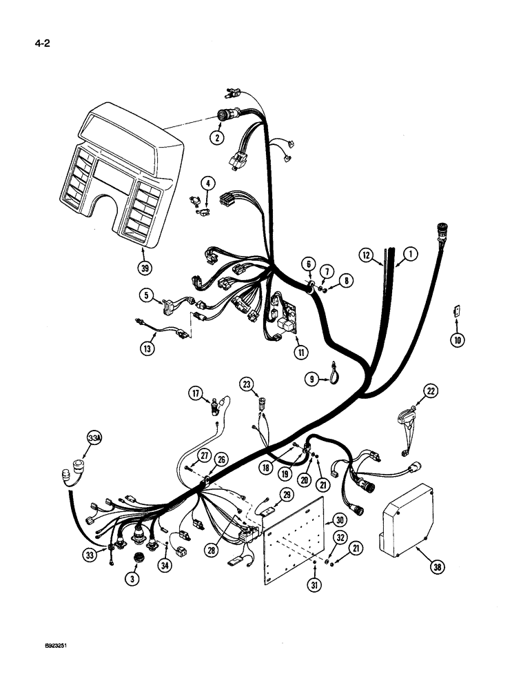 Схема запчастей Case IH 9260 - (4-002) - LOWER CAB HARNESS, POWER SHIFT (04) - ELECTRICAL SYSTEMS