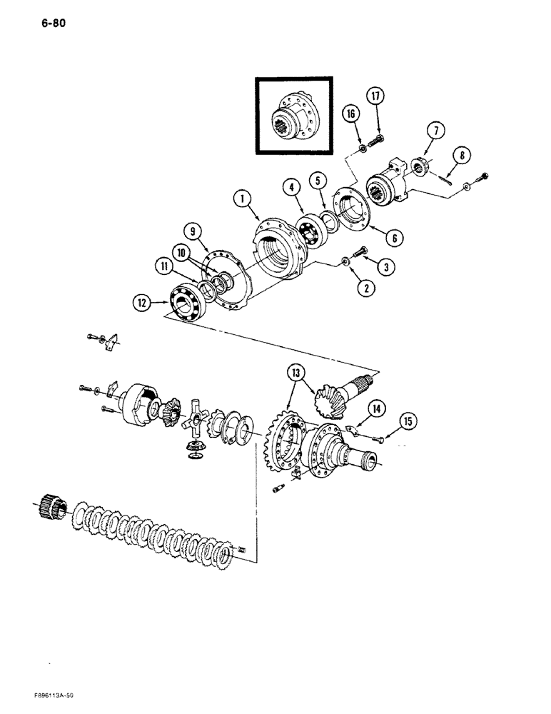 Схема запчастей Case IH 9280 - (6-80) - AXLE ASSEMBLY, DIFFERENTIAL, K598.85/95 SERIES (06) - POWER TRAIN