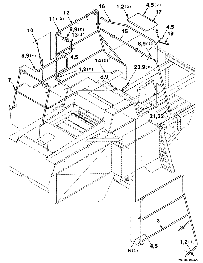 Схема запчастей Case IH 8575 - (7-16) - HAND RAILS AND MOUNTING ASSEMBLY (12) - MAIN FRAME