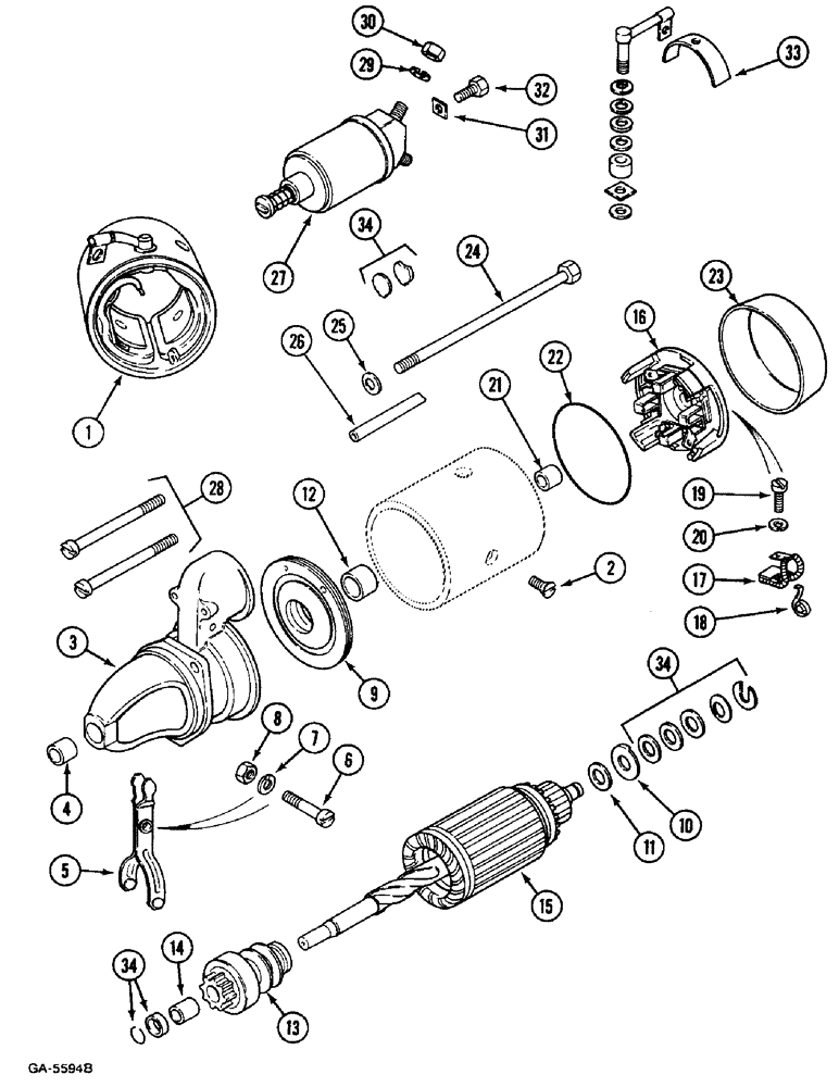 Схема запчастей Case IH 633 - (4-174) - STARTING MOTOR (04) - ELECTRICAL SYSTEMS