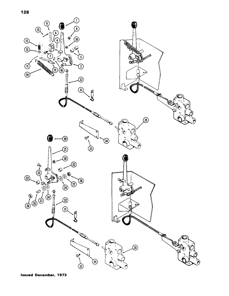 Схема запчастей Case IH 1170 - (128) - P.T.O. CONTROL LINKAGE, W/POSITIVE ON-OFF (06) - POWER TRAIN