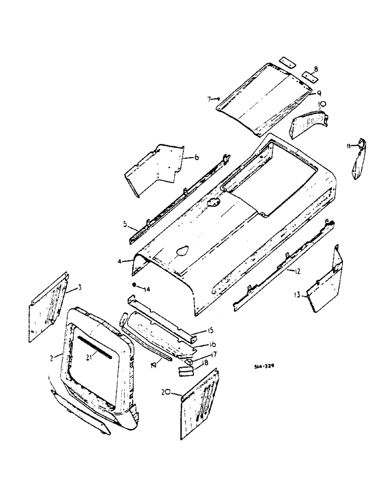 Схема запчастей Case IH 2400 - (13-02) - HOOD AND FRONT PANELS, MACHINES NOT FITTED W/ISO MOUNTED CAB (05) - SUPERSTRUCTURE