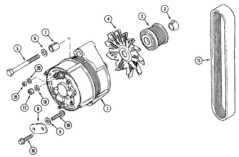 Схема запчастей Case IH 3150 - (03-030) - ALTERNATOR PACKAGE (01) - ENGINE