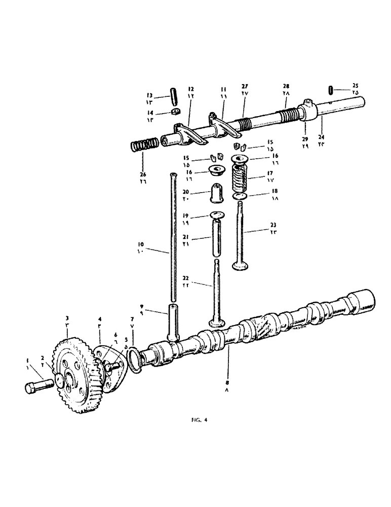 Схема запчастей Case IH 950 - (012) - CAMSHAFT AND GEAR, TAPPETS, PUSH RODS, ROCKERS AND VALVES (02) - ENGINE