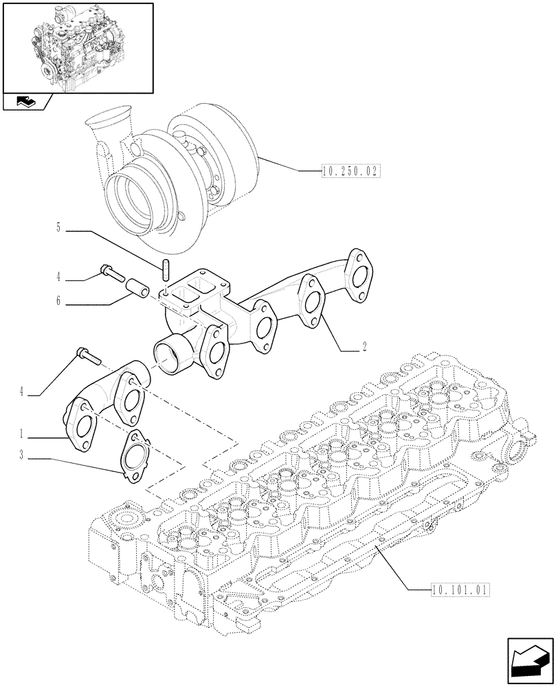 Схема запчастей Case IH F4DFE613B A004 - (10.254.05) - EXHAUST MANIFOLD (10) - ENGINE