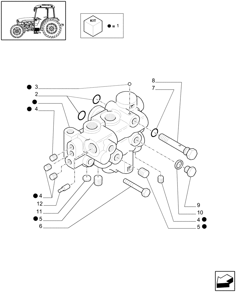 Схема запчастей Case IH JX1085C - (1.33.2/02[02]) - (VAR.326) REAR ELECTROHYDRAULIC DIFF. LOCK - SUPPORT - C5737 (04) - FRONT AXLE & STEERING