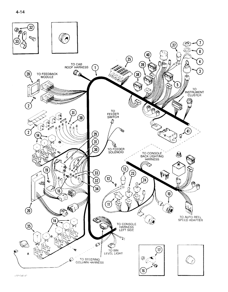 Схема запчастей Case IH 1640 - (4-14) - CONSOLE HARNESS, RIGHT SIDE, P.I.N. JJC0097190 AND AFTER (06) - ELECTRICAL