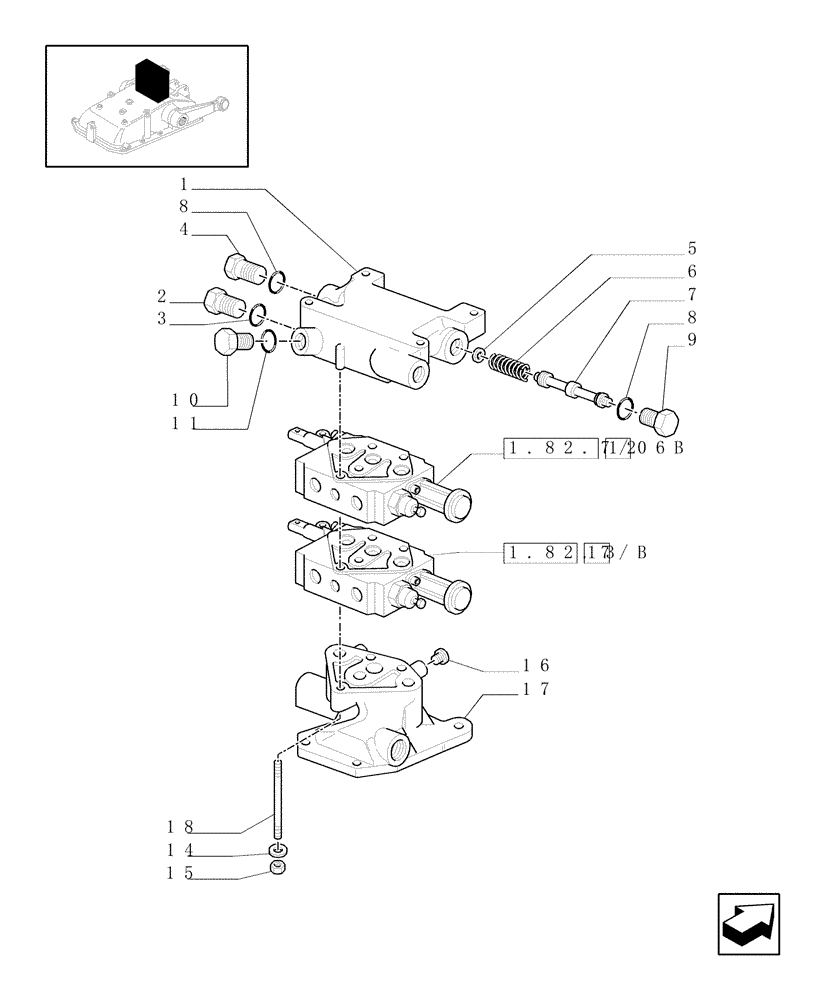 Схема запчастей Case IH JX1085C - (1.82.7/07[05]) - (VAR.136) 2 REAR REMOTE VALVES FOR EDC - CONTROL VALVES - D5484 (07) - HYDRAULIC SYSTEM