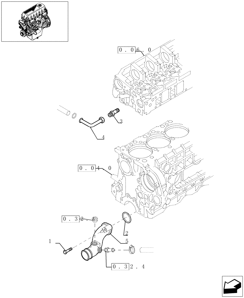 Схема запчастей Case IH F2BE0684A B003 - (0.32.3[01]) - WATER PUMP PIPES (504067191 - 504045620) 