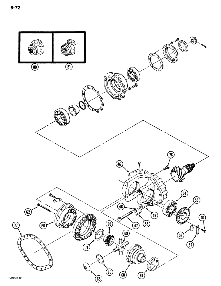 Схема запчастей Case IH 9280 - (6-72) - DIFFERENTIAL ASSEMBLY, NO SLIP DIFFERENTIAL, STEERABLE AND RIGID PLANETARY AXLES (CONTD) (06) - POWER TRAIN