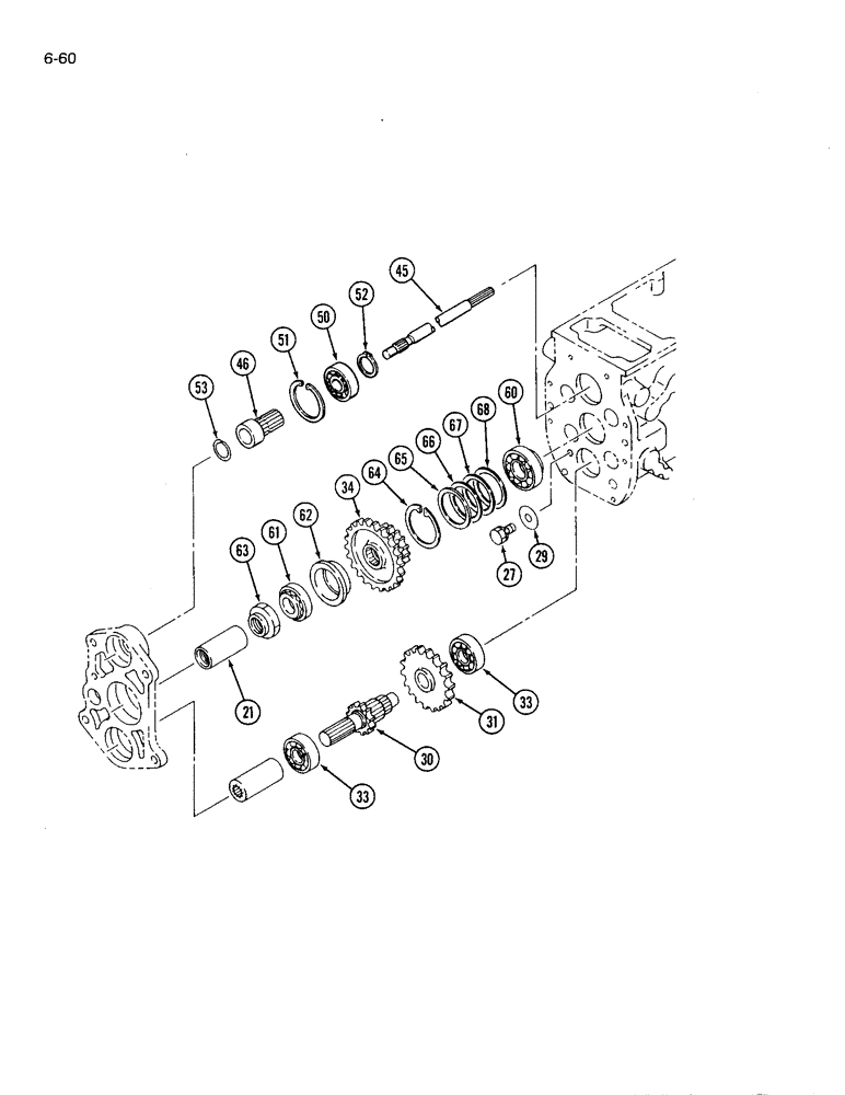 Схема запчастей Case IH 1120 - (6-60) - TRANSMISSION LIVE SELECTION GEARS, TWO WHEEL DRIVE AND MFD (06) - POWER TRAIN