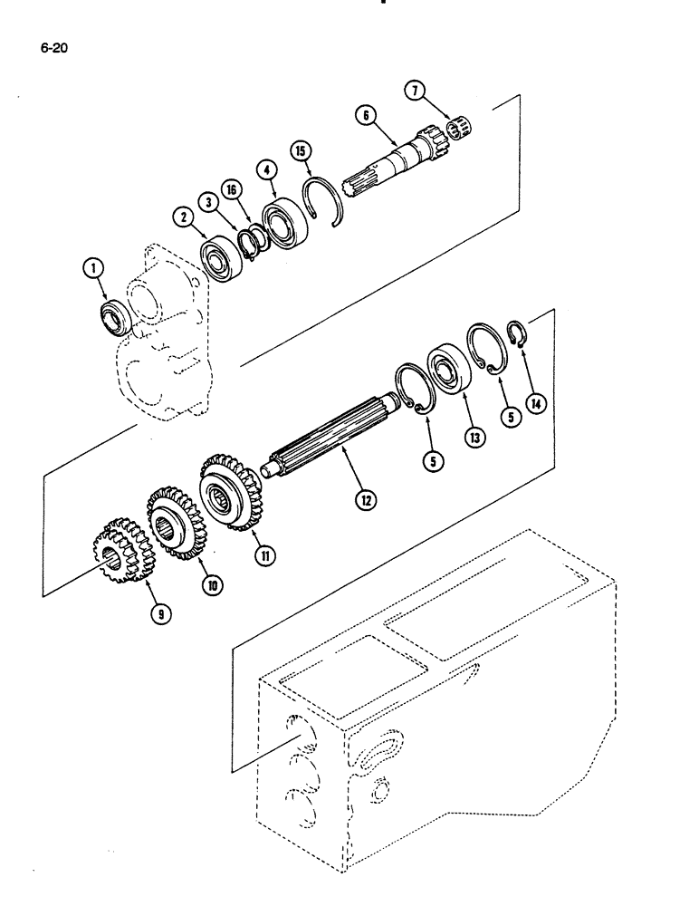 Схема запчастей Case IH 235 - (6-20) - SELECTOR AND COUNTER GEARS UPPER, MECHANICAL TRANSMISSION (06) - POWER TRAIN