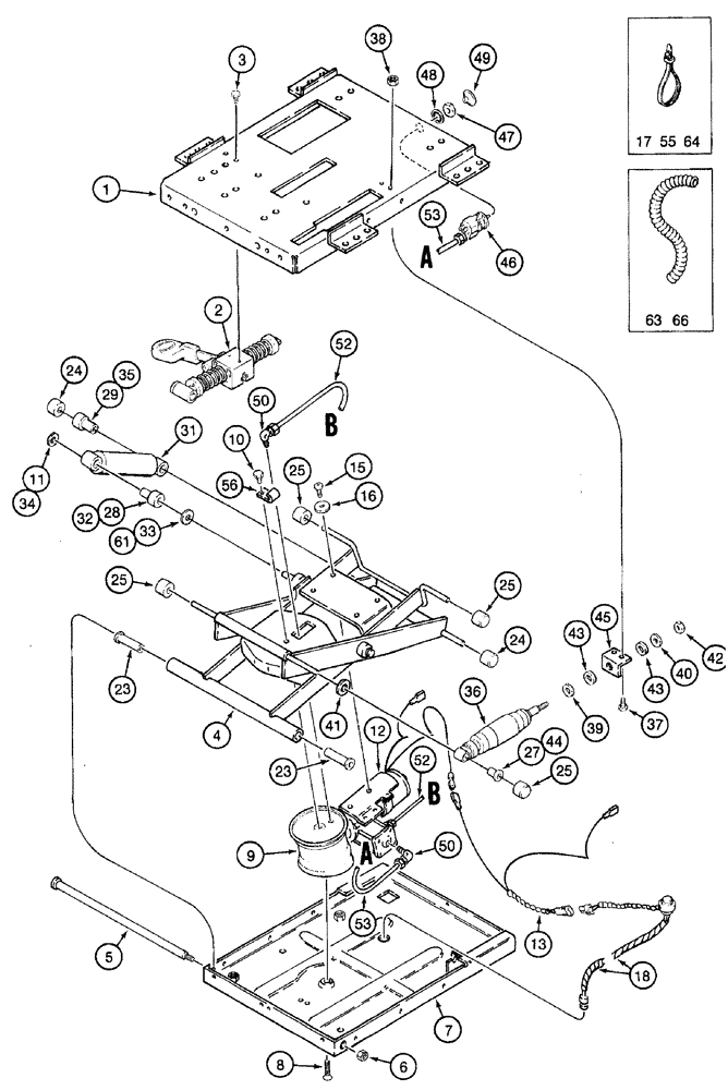 Схема запчастей Case IH 7220 - (9-058) - STANDARD AIR SUSPENSION SEAT - SUSPENSION, PRIOR TO TRACTOR S/N JJA0061559 (09) - CHASSIS/ATTACHMENTS