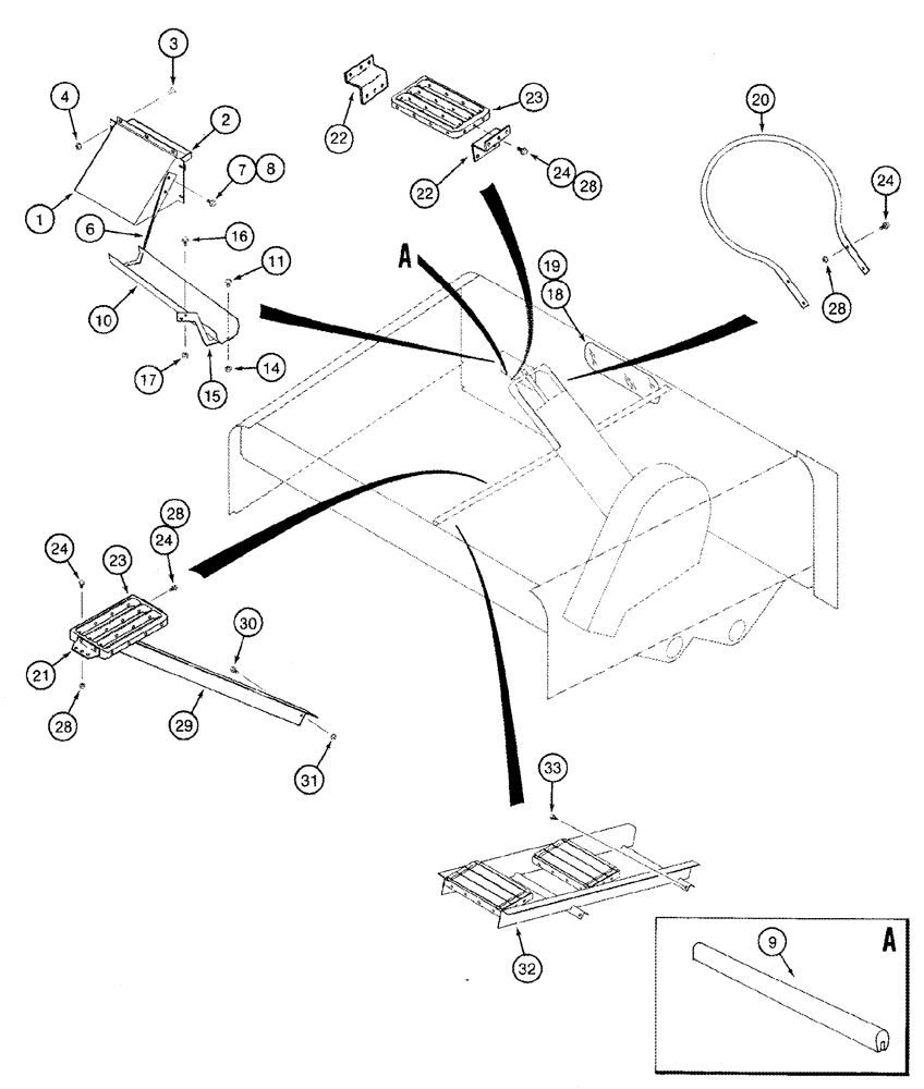 Схема запчастей Case IH 2388 - (09E-05) - GRAIN TANK - STEPS AND SAMPLE TROUGH (17) - GRAIN TANK & UNLOADER