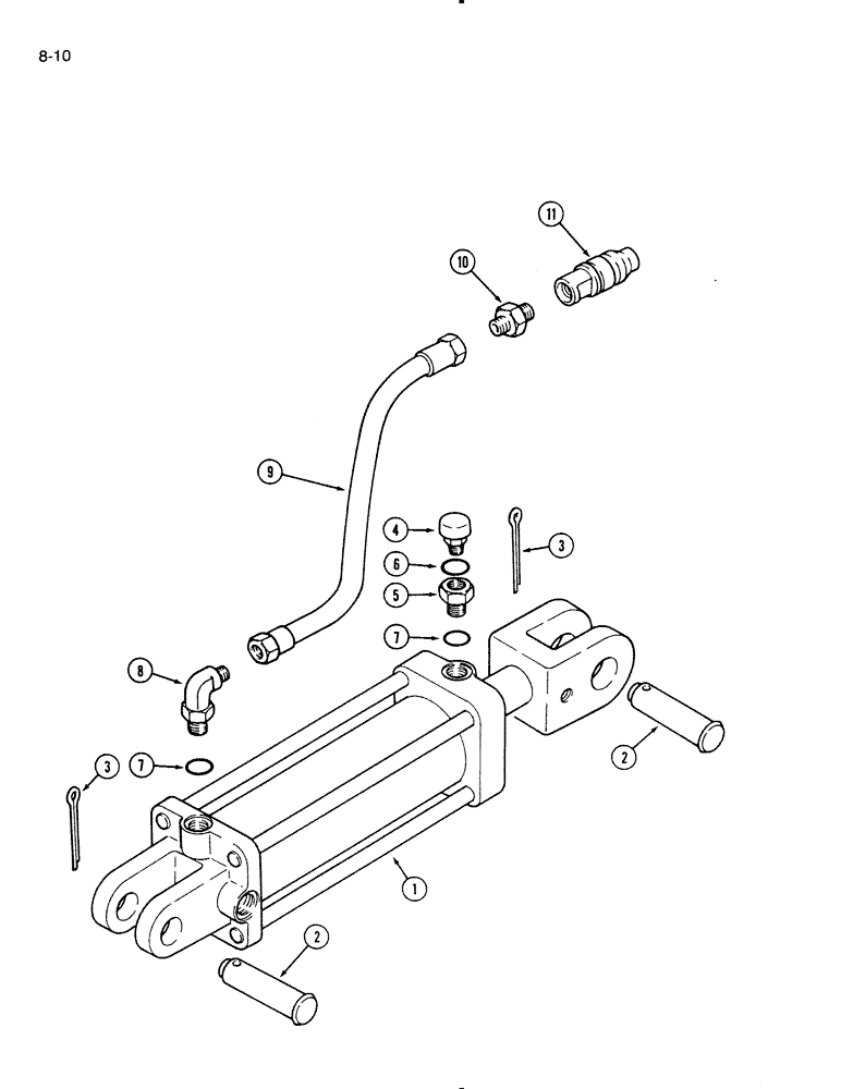 Схема запчастей Case IH 720 - (8-10[A]) - REAR FURROW WHEEL HYDRAULIC EQUIPMENT, 4, 5 AND 6 FURROW 16 AND 18 INCH TOGGLE TRIP, IN THE FURROW (08) - HYDRAULICS