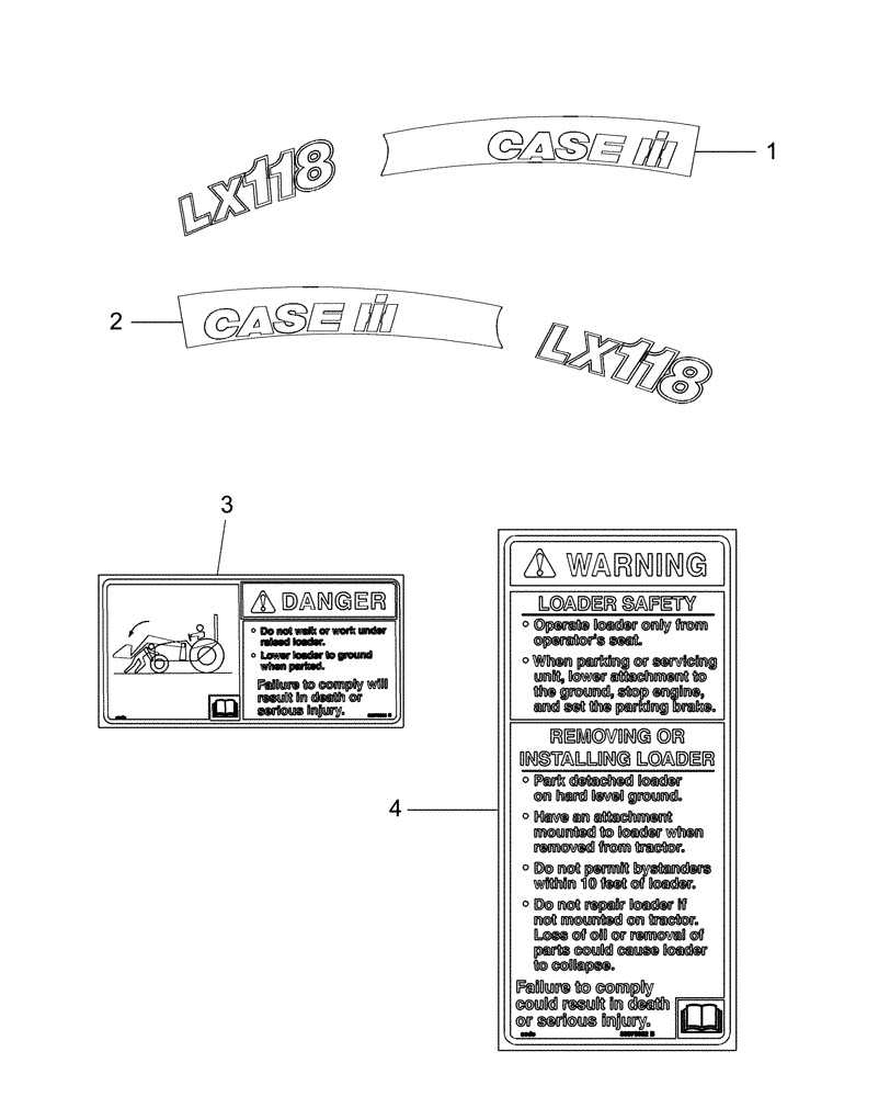 Схема запчастей Case IH LX118 - (008) - DECALS 