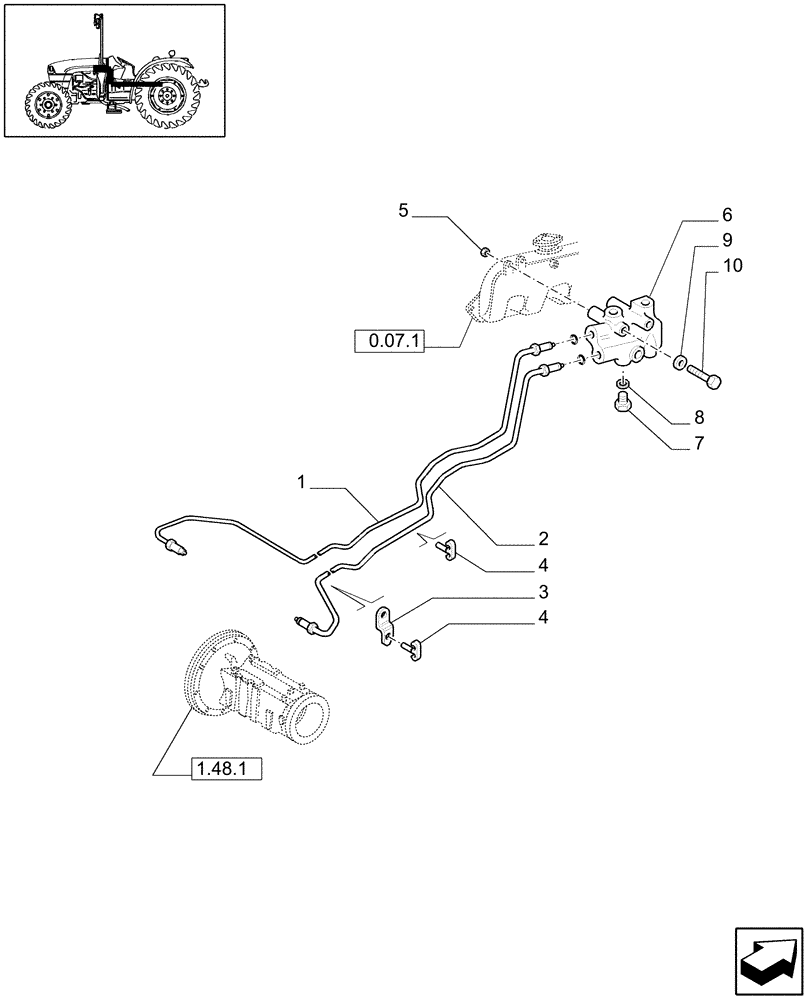 Схема запчастей Case IH JX1060C - (1.68.5) - BRAKE PIPING (05) - REAR AXLE