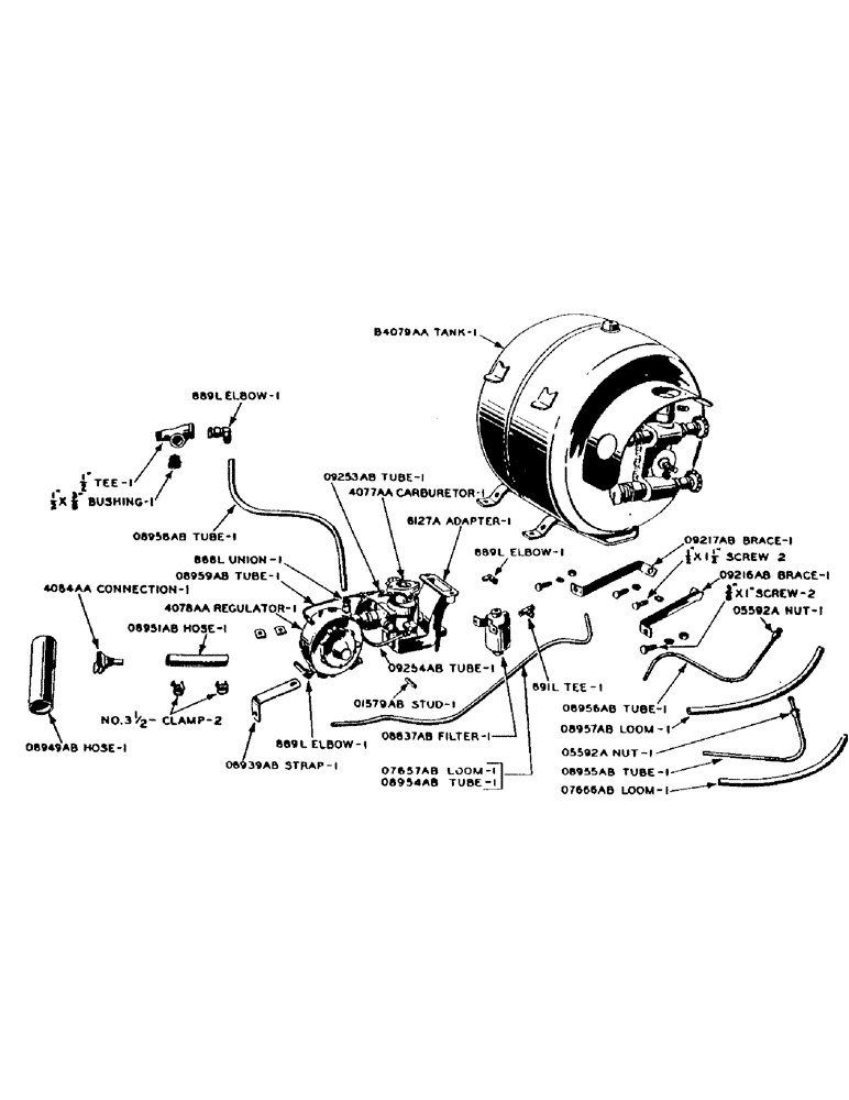 Схема запчастей Case IH DC-SERIES - (051) - LP-GAS EQUIPMENT, FUEL TANK -- LP-GAS, D, DC, DO (03) - FUEL SYSTEM