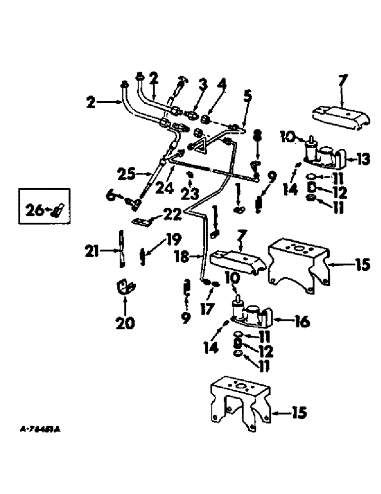 Схема запчастей Case IH 815 - (H-03) - CONTROLS, WHEEL BRAKE CYLINDER AND PARKING BRAKE, FOR USE W/ CHAIN DRIVE FEEDERS S/N 1169 AND BELOW Controls