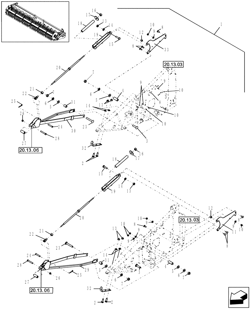 Схема запчастей Case IH 2010 - (20.13.05) - LONG DIVIDER MOUNT (58) - ATTACHMENTS/HEADERS