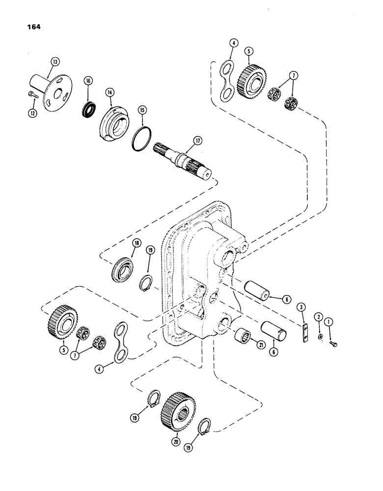 Схема запчастей Case IH 1270 - (164) - P.T.O. IDLERS AND OUTPUT SHAFT (06) - POWER TRAIN